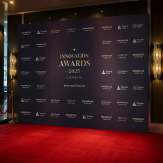 Custom event backdrop banner printed for conferences, weddings, exhibitions and branded photo displays