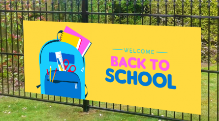 Back To school Web Banner, colourful kid backpack