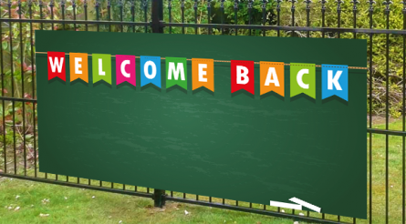 Welcome back, Dark green banner