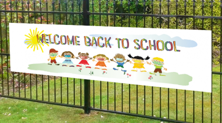 Welcome back to School, Playing kids banner