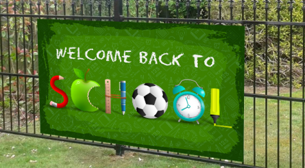 Back To school Wellcome Back, green Banner
