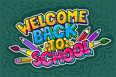 Welcome back to School, Multi colored Banner