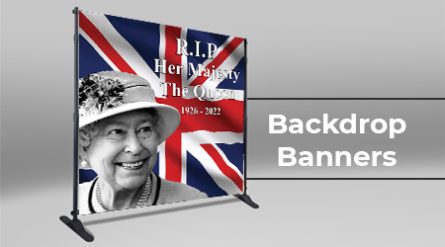 RIP Her Majesty The Queen Funeral Backdrop Banner