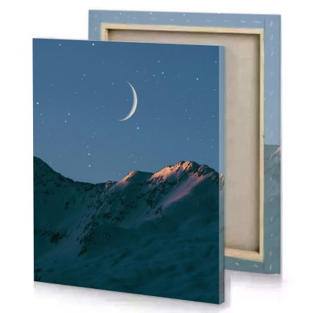 Night Moon and Mountains Canvas