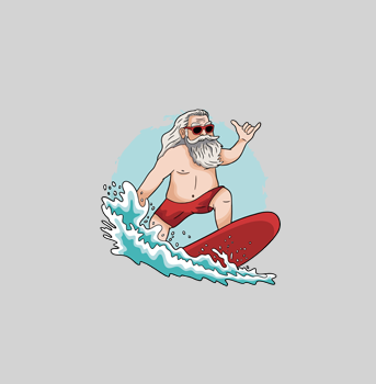 Surfing Santa Hoodie hover image
