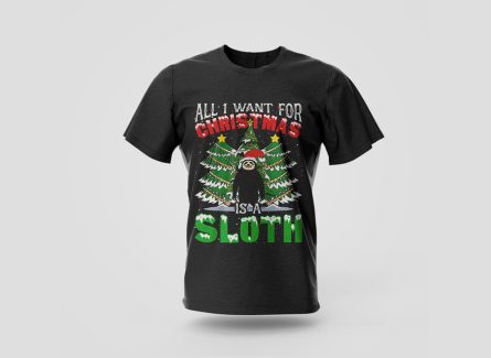all i want for christmas is a sloth t-shirt