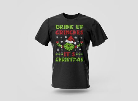 drink up grinches christmas t-shirt