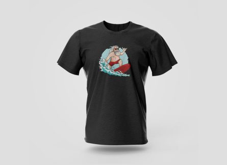 surfing santa t-shirt