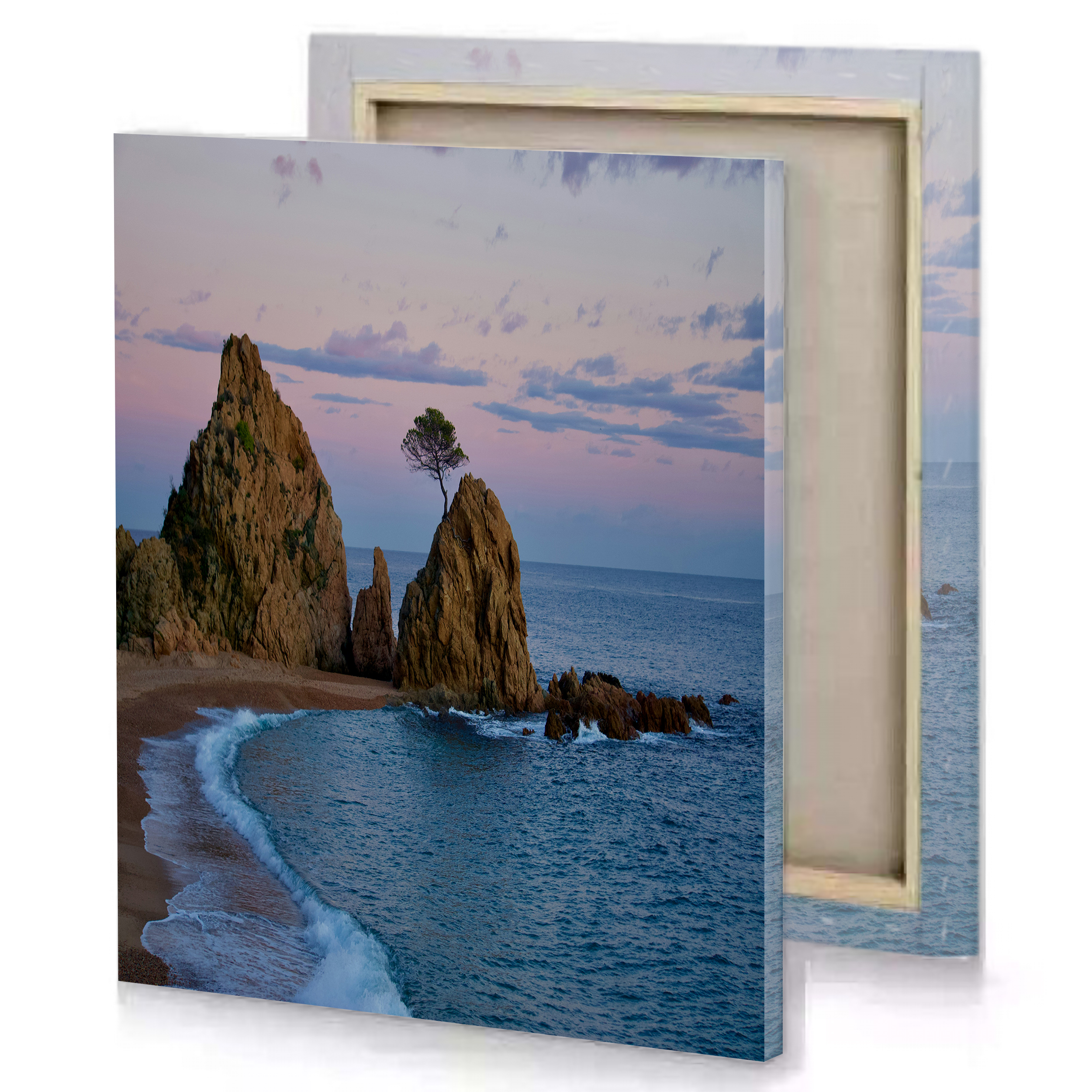 Sea Shore Mountain Sunset Canvas