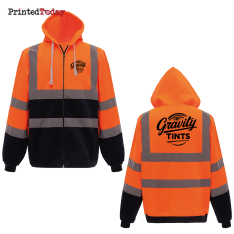 Custom Printed Hi Vis Hooded Sweatshirt
