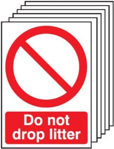 6-Pack Do Not Drop Litter Signs - Printed Today