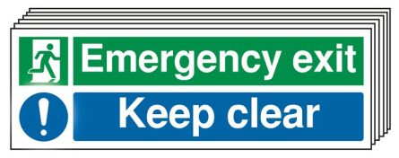 6-Pack Emergency Exit Keep Clear Multi-Message Signs