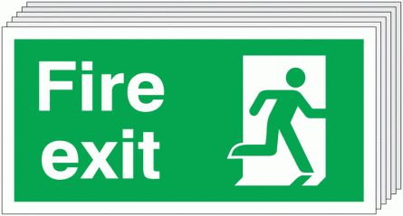6-Pack Fire Exit Running Man Right Signs