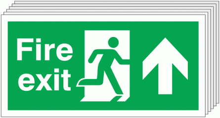 6-Pack Fire Exit Running Man & Arrow Up Signs