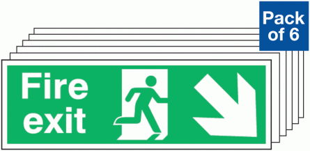 6-Pack Running Man Right Diagonal Arrow Down Signs