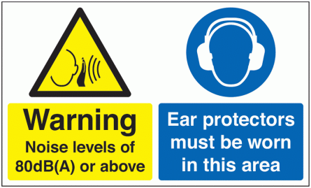 80Db Noise Warning/Ear Protectors Multi-Message Signs