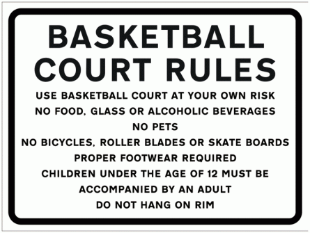 Basketball Court Rules Sign