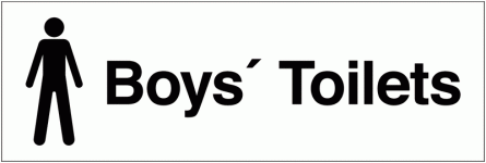 Boy's Toilets Washroom Landscape White/Black Single Sign