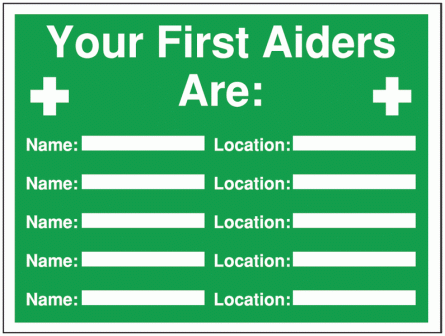 Construction Signs - Your First Aiders Are