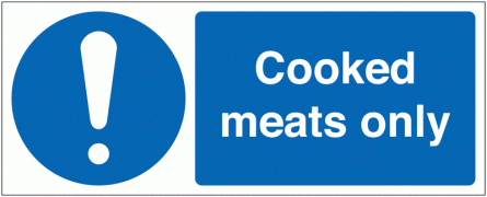 Cooked Meats Only Sign (With Symbol)