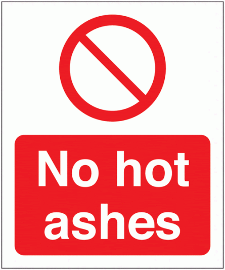 No Hot Ashes Waste Signs