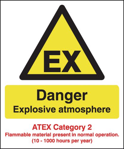 Danger Explosive Atmosphere - Atex Category 2 Signs