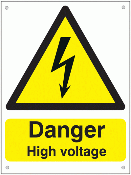 Danger High Voltage (Aluminium) Sign