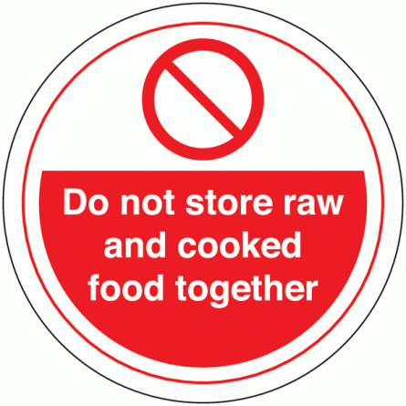Do Not Store Raw And Cooked Food Together Sign (With Symbol)