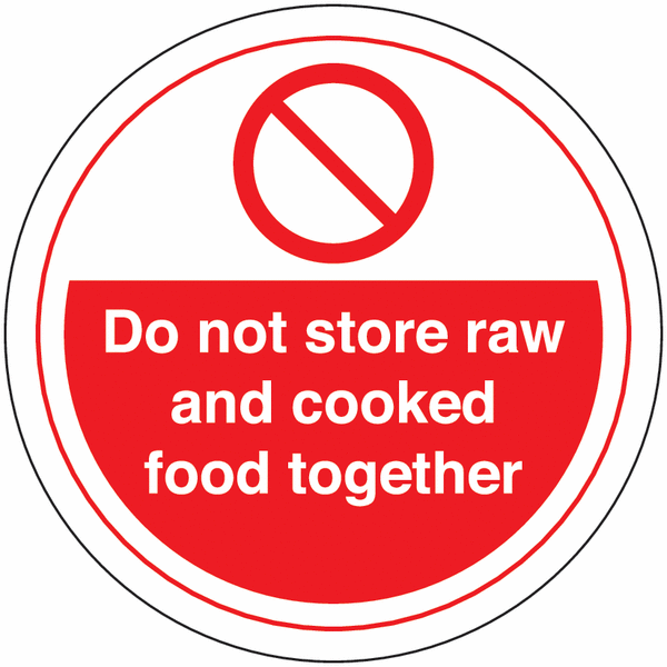 Do Not Store Raw And Cooked Food Together Sign (With Symbol)
