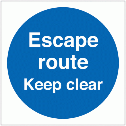 Escape Route Keep Clear Self-Adhesive Vinyl Single Signs