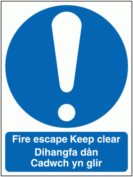 Fire Escape Keep Clear Multi-Language Signs