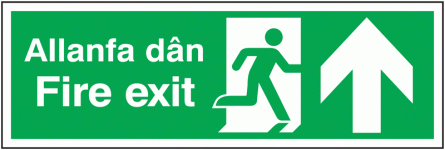 Fire Exit Running Man/Arrow Up Multi-Language Signs