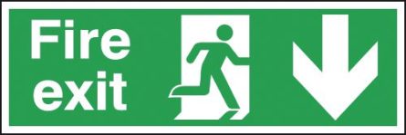 Fire Exit Running Man & Arrow Down Sign