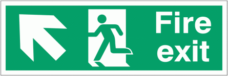 Fire Exit Running Man & Arrow Left Diagonal Up Signs