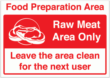 Food Preparation Area - Raw Meat Area Only Sign