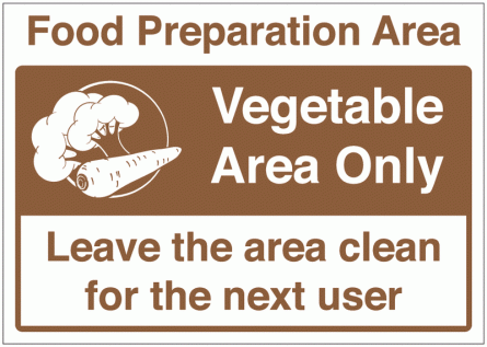 Food Preparation Area - Vegetable Area Only Sign