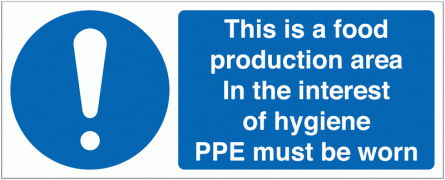 Food Production Area/PPE Must Be Worn Sign