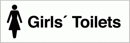 Girl's Toilet Washroom Landscape White/Black Single Sign