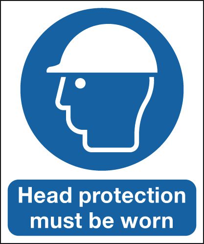 Head Protection Must Be Worn ISO 7010 Signs - Single