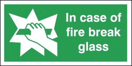 In Case Of Fire Break Glass Signs