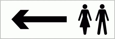Male/Female Arrow Left Toilets Washroom Rectangle Sign