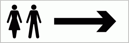 Male/Female Arrow Right Toilets Washroom Rectangle Sign