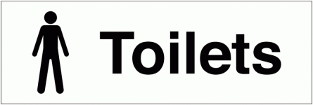 Male Toilets Washroom Landscape White/Black Single Sign
