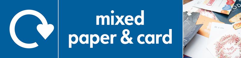 Mixed Paper & Card - WRAP Paper Waste Recycling Pictorial Signs