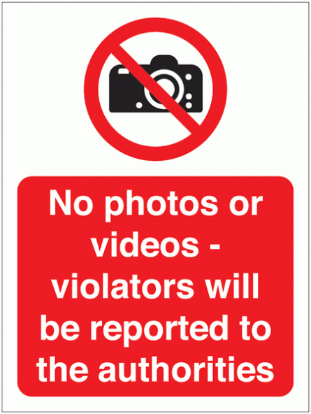 No Photos Or Videos Sign For Car Parks