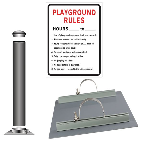 Playground Rules in Set Hours - School Sign Installation Kit