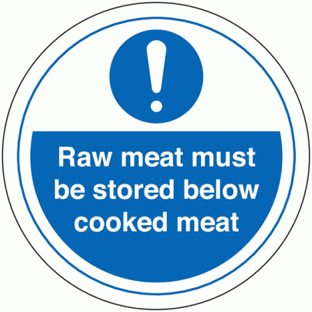 Raw Meat Must Be Stored Below Cooked Meat Sign (With Symbol)