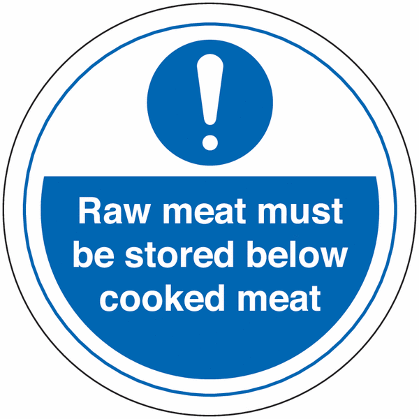 Raw Meat Must Be Stored Below Cooked Meat Sign (With Symbol)