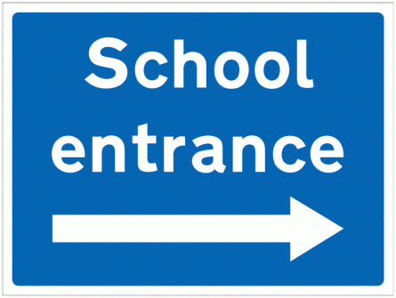 School Entrance - Right Arrow Sign for Car Parks