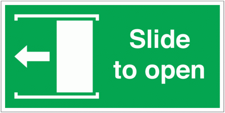 Slide To Open (Arrow Left) Signs